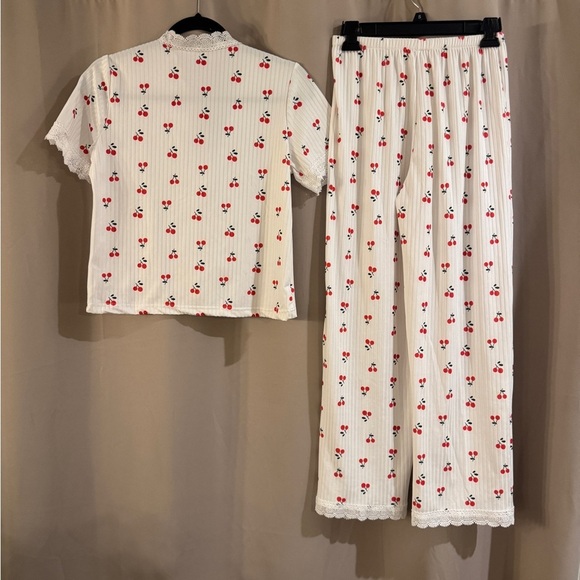 Source Unknown White and Red Cherry Pajama Set - Picture 2 of 7